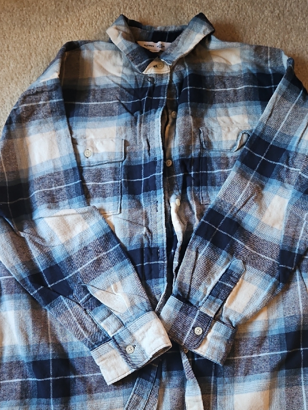 Blue Plaid Button-Up Shirt